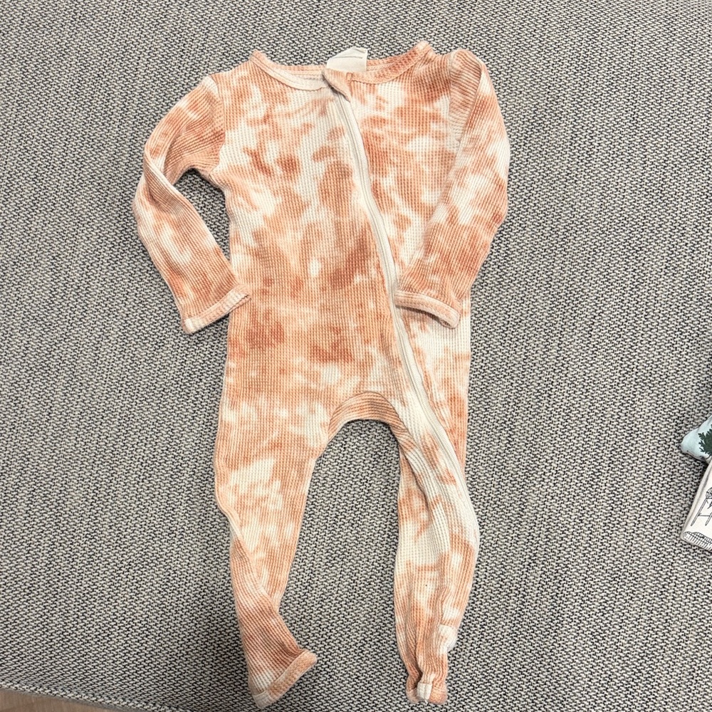 Kids Tie-Dye Footie Pajamas - Orange and Cream